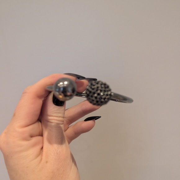 Silver and Black Open Cuff Bracelet - Picture 3 of 7